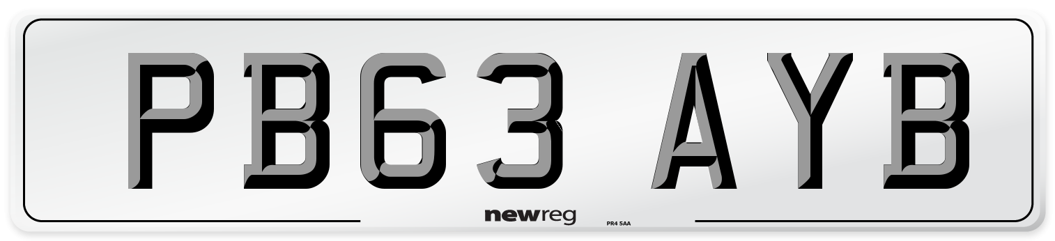 PB63 AYB Number Plate from New Reg